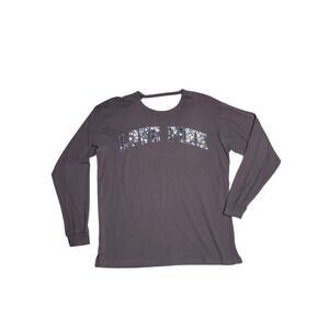 Victorias Secret Pink Bling Open Back Campus Long Sleeve Tee Dark Gray Large